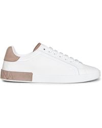 Dolce & Gabbana - Dolce & Gabbana And Taupe Nappa Calfskin Leather And Nubuck Portofino Low-Top Sneakers - Lyst