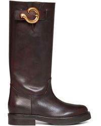 Etro - Leather High Boots With Paisley Buckle - Lyst