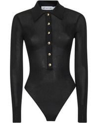Self-Portrait - Viscose Knit Long-Sleeved Bodysuit - Lyst