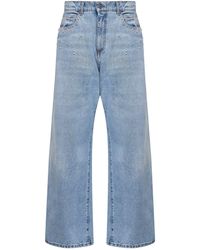 GIUSEPPE DI MORABITO - Denim Crystal-Embellished Baggy Jeans - Lyst