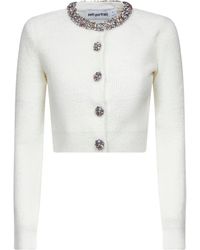 Self-Portrait - Cream Alpaca Blend Knit Cardigan - Lyst