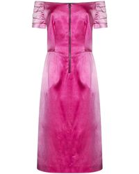 Prada - Fuchsia Washed Duchesse Midi Dress - Lyst