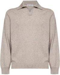 Brunello Cucinelli - Rock Mouliné Cashmere Knit Polo Shirt - Lyst