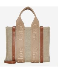 Chloé - Woody Linen Small Tote Bag - Lyst