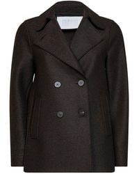 Harris Wharf London - Dark Felted Wool Double-Breasted Peacoat - Lyst