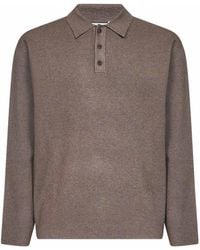 Hevò - Taupe Compact Viscose-Blend Knit Mar Grande Polo Shirt - Lyst