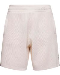 Burberry - Cotton Mesh Shorts With Check Trims - Lyst