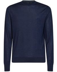 Etro - Wool And Silk Pegaso-Embroidered Sweater - Lyst
