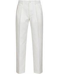 Tagliatore - Cream Stretch Cotton Pleated Trousers - Lyst