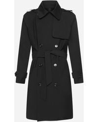 PT Torino Wool-blend Double Breasted Trench Coat - Black