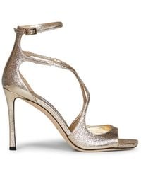 Jimmy Choo - Platinum Brilliance Fabric Azia 95 Sandals - Lyst
