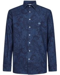 Etro - Paisley Ramage-Pattern Denim Logo Shirt - Lyst