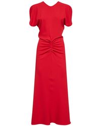 Blanca Vita - Fire Cady Arteta Midi Dress With Gathered Detailing - Lyst