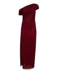 Self-Portrait - Self Portrait Burgundy Rhinestone Jersey One-Shoulder Midi Dress - Lyst