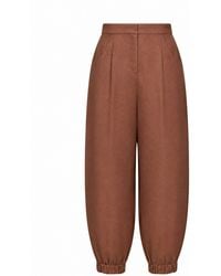 Fendi - Trousers High-Rise Linen-Cotton - Lyst