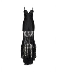 GIUSEPPE DI MORABITO - Striped Satin Jacquard Bustier Dress With Lace Skirt - Lyst
