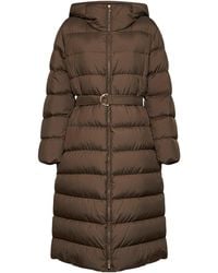Max Mara - Khaki Mstcanneti Hooded Long Belted Puffer Jacket - Lyst