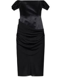 Alex Perry - Duchesse Satin And Silk Georgette Fff-The-Shoulder Midi Dress - Lyst