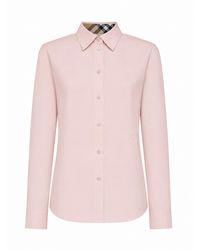 Burberry - Cotton Poplin Shirt With Ekd Embroidery - Lyst
