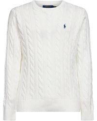 Polo Ralph Lauren - Cable Knit Cotton Crewneck Sweater - Lyst
