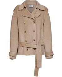 GIUSEPPE DI MORABITO - Double Wool And Alpaca Short Double-Breasted Trench Coat - Lyst