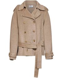 GIUSEPPE DI MORABITO - Double Wool And Alpaca Short Double-Breasted Trench Coat - Lyst
