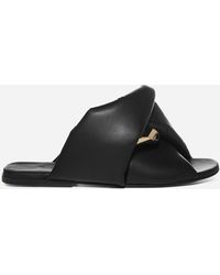 JW Anderson Twist Padded Nylon Flat Sandals - Black