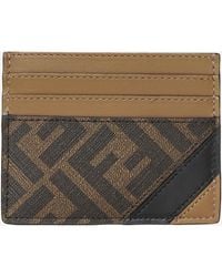 Fendi - Leather And Ff Fabric Pouch - Lyst