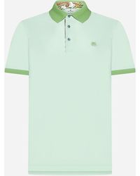 Etro - Logo Cotton Polo Shirt - Lyst