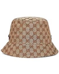 Gucci - Gg Canvas Bucket Hat With Tie - Lyst