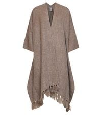 Brunello Cucinelli - Taupe Lamé Cashmere And Alpaca Blend Long Cape - Lyst