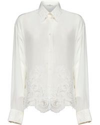 Ermanno Scervino - Silk Crêpe De Chine Shirt With Lace Embroidery - Lyst