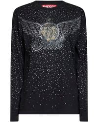 DIESEL - Jersey Rhinestone-Embellished Printed T-Edro-Crt-Ls-C T-Shirt - Lyst