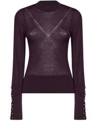 Rabanne - Aubergine Wool And Silk Knit Sweater - Lyst