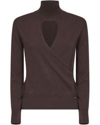 Herno Resort - Dark Chocolate Carded Wool Resort Sweater With Cut-Out - Lyst