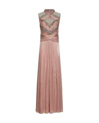 Costarellos - Nude Crystal-Embellished Lurex Georgette Avalia Gown - Lyst