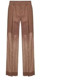 Brunello Cucinelli - Sand Organza Sartorial Track Trousers With Monili - Lyst