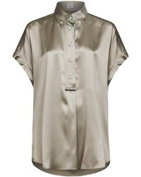 Brunello Cucinelli - Stretch Satin Monili Shirt - Lyst
