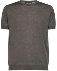 Giorgio Armani - Silk And Cotton Slim-Fit Short-Sleeved Crewneck Sweater - Lyst