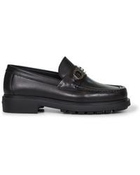 Ferragamo - Leather Loafers With Gancini Ornament - Lyst