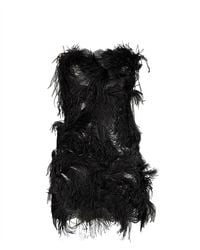 The Attico - Lace And Feather Strapless Mini Dress - Lyst