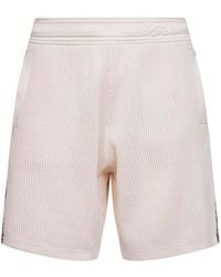 Burberry - Cotton Mesh Shorts With Check Trims - Lyst