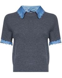 Rabanne - Wool And Cashmere Sweater With Satin Inserts - Lyst