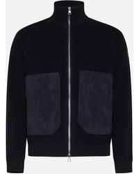 Moncler - Knit And Suede Cardigan - Lyst