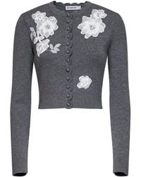 Self-Portrait - Knit Cardigan With Floral Lace Embroidery - Lyst