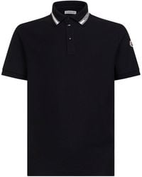 Moncler - Cotton Pique Polo Shirt With Logo Detail - Lyst