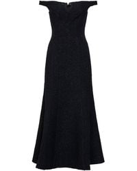 Self-Portrait - Self Portrait Lamé Bouclé Off-The-Shoulder Midi Dress - Lyst