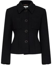 Chloé - Tweed Jacket With Lined Interior And Belted Back - Lyst