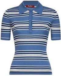 Max Mara - Ribbed Knit Msttallero Striped Fitted Polo Shirt - Lyst