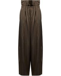 KHAITE - Dark Satin Kira Pleated Waist Trousers - Lyst